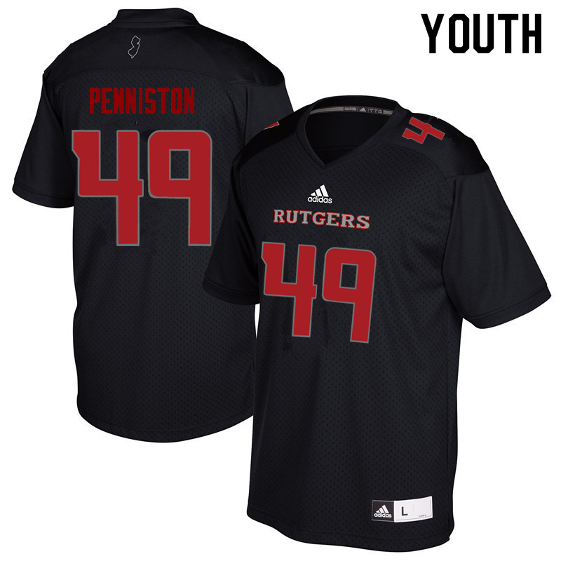 Youth #49 Kyle Penniston Rutgers Scarlet Knights College Football Jerseys Sale-Black - Click Image to Close